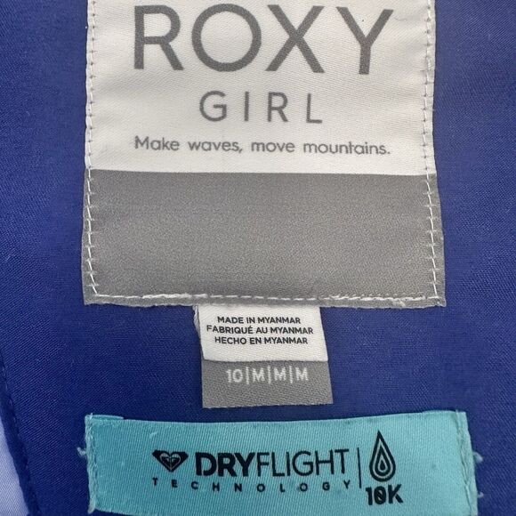 Roxy Girl Jetty Snowboarding Ski Jacket 10 M Hooded Waterproof Blue Floral Coat - Picture 4 of 13